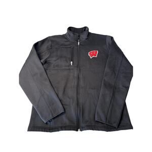 Wisconsin Badgers Jacket Size Medium Men's Black Full zip Softshell
